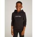 Kapuzensweatshirt CALVIN KLEIN JEANS "Inst. Logo Reg. Terry Hoodie", Jungen, Gr. 6 (116), schwarz (ck schwarz), Sweatware, Obermaterial: 100% Baumwolle, unifarben, casual, regular fit, Langarm, Sweatshirts, für Kinder bis 16 Jahre und mit Logoschriftzug