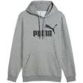 Kapuzensweatshirt PUMA "ESS NO. 1 LOGO HOODIE FL", Herren, Gr. XXL, grau (medium gray heather), Fleece, Obermaterial: 66% Baumwolle, 34% Polyester, bedruckt, sportlich, regular fit normal, Langarm, Sweatshirts