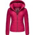 Steppjacke MARIKOO "Löwenbaby", Damen, Gr. S (36), pink (fuchsia), Oberstoff: 100% Nylon, Futter: 100% Polyester, Wattierung: 100% Polyester, Ärmelfutter: 100% Polyester, modisch, tailliert hüftbedeckend, Langarm Ärmel ohne Ärmelschlitz elastischer Bund, Jacken, stylische Übergangsjacke mit abnehmbarer Kapuze