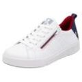 Sneaker R-RIEKER, Damen, Gr. 37, bunt (weiß, dunkelblau), Leder, Textil, sportlich, Schuhe Halbschuh Modernsneaker Schnürschuh Sneaker low, Schnürung und Reißverschluss, Freizeitschuh, Halbschuh, Schnürschuh