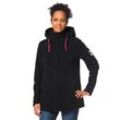 Fleecejacke H.I.S "aus recyceltem Material", Damen, Gr. 40/42, schwarz, Fleece, Obermaterial: 100% Polyester, casual, Langarm, Jacken, für kalte Temperaturen, mit Kapuze und Kordelzug, atmungsaktiv