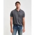 Poloshirt GANT "REG SHIELD SS PIQUE POLO", Herren, Gr. XXL, grau (anthrazit), Jersey, Obermaterial: 100% Baumwolle, meliert, casual, regular fit hüftlang, hoch geschlossener Ausschnitt, Kurzarm Bündchen, Shirts, mit Logo und Flachstrickkragen 100% Baumwolle Pique