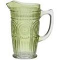 Krug Vintage mit Blumenmuster - Glas - Kanne - Boho Stil - 1,4l - grün