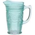 Krug Vintage mit Blumenmuster - Glas - Kanne - Boho Stil - 1,4l - blau