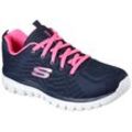 Sneaker SKECHERS "GRACEFUL - GET CONNECTED", Damen, Gr. 35, blau (navy, pink), Textil, sportlich, Schuhe, in Schuhweite G (weit), Freizeitschuh, Halbschuh, Schnürschuh