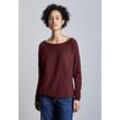 Strickpullover STREET ONE, Damen, Gr. 34, schwarz cherry rot, Stoff, 51% Viskose, 30% Polyester, 19% Nylon, unifarben, casual, gerade normal, U-Boot-Ausschnitt, Langarm Bündchen, Pullover, aus softem Materialmix