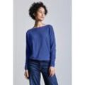 Strickpullover STREET ONE, Damen, Gr. 34, dodger blau, Stoff, 51% Viskose, 30% Polyester, 19% Nylon, unifarben, casual, gerade normal, U-Boot-Ausschnitt, Langarm Bündchen, Pullover, aus softem Materialmix