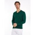 V-Ausschnitt-Pullover TOMMY HILFIGER "PIMA ORG CTN CASHMERE V NECK", Herren, Gr. XXL, grün (ornamental grün heather), Obermaterial: 92% Baumwolle, 8% Kaschmir, casual, V-Ausschnitt, Langarm, Pullover