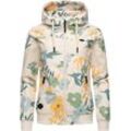 Outdoorjacke RAGWEAR "Nuggie Block Flower", Damen, Gr. M (38), beige, Außenmaterial: 100% Polyester, Innenfutter: 100% Polyester, modisch, gerade hüftbedeckend, Langarm eng Rippstrickbündchen, Jacken, modische Damen Freizeitjacke mit floralem Print