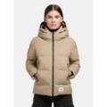 Winterjacke KHUJO "Liev-YM", Damen, Gr. L (40), beige (sand), Obermaterial: 100% Nylon, Futter: 100% Nylon, Wattierung: 100% Polyester, modisch, gerade hüftlang, hoch geschlossener Ausschnitt, Langarm Ärmel ohne Ärmelschlitz Bündchen, Jacken, Warme gesteppte Damen Kapuzenjacke