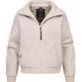 Outdoorjacke RAGWEAR "Toscia", Damen, Gr. L (40), beige (ecru), Obermaterial: 100% Polyester, Innenfutter: 100% Polyester, Wattierung: 100% Polyester, modisch, oversize hüftbedeckend, hoch geschlossener Ausschnitt, Langarm Ärmel ohne Ärmelschlitz Rippstrickbündchen, Jacken, angesagte oversized Übergangsjacke in Woll-Optik