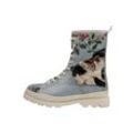 Stiefelette DOGO "Damen Gisele Sleepy Cat Vegan Damen Stiefel / female", Damen, Gr. 36, Normalschaft, blau, Lederimitat, Schuhe Boots Schnürboots, Vegan