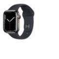 Apple Watch Series 7 (2021) GPS + Cellular 41 mm - Rostfreier Stahl Graphit - Sportarmband Schwarz