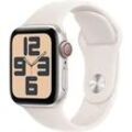 APPLE Watch SE (2024) GPS+Cellular 40 mm Smartwatch Aluminium Fluorelastomer, 130 - 180 mm, Polarstern