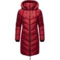 Wintermantel MARIKOO "Armasa", Damen, Gr. S (36), rot (dunkelrot), Oberstoff: 100% Polyester, Futter: 100% Polyester, Wattierung: 100% Polyester, Ärmelfutter: 100% Polyester, modisch, tailliert ca. Mitte Oberschenkel, hoch geschlossener Ausschnitt, Langarm Ärmel ohne Ärmelschlitz Rippstrickbündchen, Mäntel, modischer Damen Winter Steppmantel mit Kapuze