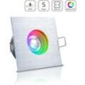 Einbauspot IP65 eckig - Farbe: Alu-gebürstet - LED Leuchtmittel: GU10 5W RGB+C...