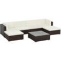 7-tlg. Garten-Lounge-Set mit Auflagen Poly Rattan Braun Vidaxl