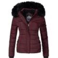 Steppjacke NAVAHOO "Miamor", Damen, Gr. S (36), rot (weinrot), Oberstoff: 100% Polyester, Futter: 100% Polyester, Wattierung: 100% Polyester, Ärmelfutter: 100% Polyester, Kunstpelz: 90% Polyacryl, 10% Polyester, casual, figurbetont Po-bedeckend, Langarm Ärmel ohne Ärmelschlitz Rippstrickbündchen kontrastfarben, Jacken, hochwertige Winterjacke m. voluminöser Kunstpelz-Kapuze