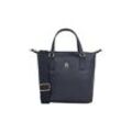 Shopper TOMMY HILFIGER "Women POPPY REFORM SMALL TOTE Tote", Damen, Gr. B/H/T: 22cm x 23cm x 14cm, blau (space blau), Polyester, Polyurethan, Taschen, Umhängetasche Tasche Damen Henkeltasche Handtasche Damen