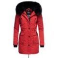 Wintermantel NAVAHOO "Luluna Prc", Damen, Gr. S (36), rot, Oberstoff: 100% Polyester, Futter: 100% Polyester, Wattierung: 100% Polyester, Ärmelfutter: 100% Polyester, Kunstpelz: 90% Polyacryl, 10% Polyester, modisch, figurbetont Po-bedeckend, Langarm Ärmel ohne Ärmelschlitz Rippstrickbündchen mit Knöpfen, Mäntel, edler Parka mit großer Kunstfellkapuze