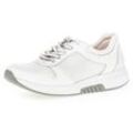 Keilsneaker GABOR ROLLINGSOFT, Damen, Gr. 37, weiß, Textil, Kalbsleder, unifarben, sportlich, Schuhe Sneaker, mit Label an der Ferse, Freizeitschuh, Halbschuh, Schnürschuh