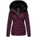 Steppjacke NAVAHOO "Milianaa", Damen, Gr. M (38), lila (aubergine), Oberstoff: 100% Polyester, Futter: 100% Polyester, Wattierung: 100% Polyester, Ärmelfutter: 100% Polyester, Kunstfell: 100% Polyester, modisch, figurbetont Po-bedeckend, hoch geschlossener Ausschnitt, Langarm Ärmel ohne Ärmelschlitz Rippstrickbündchen kontrastfarben, Jacken, Edle Winterjacke mit weicher Kunstfell-Kapuze