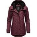 Regenjacke NAVAHOO "Lindraa", Damen, Gr. XS (34), rot (weinrot), Oberstoff: 60% Polyvinylchlorid, 30% Polyester, 10% Polyurethan, Futter: 100% Polyester, Wattierung: 100% Polyester, Ärmelfutter: 100% Polyester, modisch, figurbetont Po-bedeckend, Langarm Ärmel ohne Ärmelschlitz Rippstrickbündchen mit Knöpfen, Jacken, stylische wasserdichte Outdoorjacke mit Teddyfell