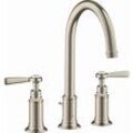 Hansgrohe Axor Montreux Waschtisch-3-Loch-Armatur 16514820 Ausladung 175mm, mit Zugstangen-Ablaufgarnitur, Hebelgriffen, brushed Nickel