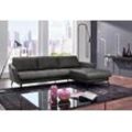 Ecksofa W.SCHILLIG "softy, toller Sitzkomfort, L-Form", grau (anthrazit r66), B:265cm H:79cm T:168cm, Chenille-Flachgewebe R66 (85% Polyester, 15% Nylon), Velourgewebe V41 (100% Polyester), Longlife Xtra-Leder Z59: Glattleder mit modischer Prägung. Hautstärke 0, 9 - 1, 1 mm, Sofas, mit dekorativer Heftung im Sitz, Füße schwarz pulverbeschichtet