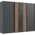 Schwebetürenschrank WIMEX "Atlanta by fresh to go", schwarz (graphit, glas grau, akustikpaneel optik artisan eiche nachbildung), B:250cm H:216cm T:65cm, Spanplatte, Schränke, mit Akustikpaneel Optik (3D Leisten), Lamelle