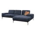 Ecksofa W.SCHILLIG "run, Designsofa mit tollem Sitzkomfort, bequem, L-Form", blau (dunkelblau s37), B:279cm H:88cm T:178cm, Longlife Xtra-Leder Z73: Naturwalkleder der Luxusklasse aus den erlesensten Rohhäuten. Hautstärke 1, 1 u2013 1, 3 mm, ROHLEDER Jacquard-Flachgewebe Q2 W60 (63% Polyester, 37% Polyacryl), ROHLEDER Chenille-Flachgewebe Q2 W77 (68% Polyacryl, 32% Polyester), Stoff S37 (100% Poly