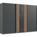 Schwebetürenschrank WIMEX "Atlanta by fresh to go", schwarz (graphit, glas grau, akustikpaneel optik artisan eiche nachbildung), B:300cm H:216cm T:65cm, Spanplatte, Schränke, mit Akustikpaneel Optik (3D Leisten), Lamelle