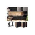 Vicco Spülenunterschrank Fame-Line Eiche Schwarz gestreift 80 cm mit Arbeitsplatte Anthrazit