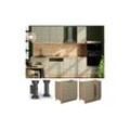 Vicco Spülenunterschrank Fame-Line Eiche gefräst 80 cm mit Arbeitsplatte Marmor-Weiß