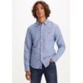 Jeanshemd LEVI'S "BATTERY HM SHIRT SLIM", Herren, Gr. S, N-Gr, blau (navy pony), Denim/Jeans, Obermaterial: 100% Baumwolle, casual, slim fit, Langarm, Hemden, mit Logobadge