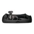 Tierlando ® BRUCE VELOURS Orthopädisches Hundebett Soft schwarz 1,1 m, 25 cm, 90 cm