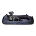 Tierlando ® BRUCE VELOURS Orthopädisches Hundebett Soft dunkelblau 1,1 m, 25 cm, 90 cm