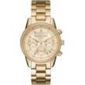 Chronograph MICHAEL KORS "RITZ, MK6356", gold (goldfarben), Armbanduhren, Damen, Quarzuhr, Armbanduhr, Damenuhr, Stoppfunktion, Edelstahlarmband