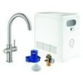 Grohe Blue Professional Spültisch-Einhebelmischer 31323DC2 supersteel, Starter Kit, C-Auslauf, Bluetooth/WIFI