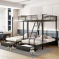 Redom - Dreier-Etagenbett mit Schubladen, Bettgestell aus Metall, umwandelbar in ein Doppelbett 140 x 200 und zwei Einzelbetten 90 x 200,