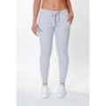 Jogginghose KAPPA, Damen, Gr. XXL (44), Normalgrößen, grau (grau melange), 75% Baumwolle, 22% Polyester, 3% Viskose, unifarben, sportlich, knöchellang, Hosen, in angesagtem Tapered Fit