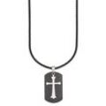 Kette mit Anhänger BRUNO BANANI "Schmuck Geschenk, Halskette Kreuz Venezianerkette Silber Schwarz", schwarz (edelstahlfarben, schwarz), Halsketten, Herren, Edelstahl, L: 55cm B: 3mm, Dog-Tag-Kette, B:3mm