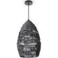 PACO HOME Pendelleuchte "VILLA", schwarz, Ø 20cm H: 35cm, Lampen, Hängeleuchte LED Esstisch Lampe Boho Papier E27 Natur