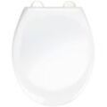 WC-Sitz WENKO "Ios", bunt (weiß, silberfarben), B:37,5cm L:45cm, Thermoplast, Edelstahl, WC-Sitze, aus Thermoplast, recyclingfähig, bruchstabil