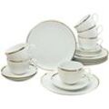 Kaffeeservice "GMK Geschirr-Set Godi", gold (weiß, goldfarben), 18 tlg., Porzellan, GUIDO MARIA KRETSCHMER HOME & LIVING, Geschirr-Sets, Service, handbemalter Rand, 18 Teile, für 6 Personen