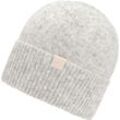 Strickmütze CHILLOUTS "Riana Hat", Damen, grau (grau melange), Feinstrick, Materialmix, meliert, casual,feminin,klassisch, Mützen, mit dezentem Markenlogo und breitem Umschlag