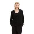 Cardigan TOM TAILOR DENIM, Damen, Gr. XXL (44), schwarz (deep schwarz), Strick, Obermaterial: 50% Baumwolle, 50% Polyacryl, Strukturmuster, unifarben, modisch, regular fit taillenbedeckt, V-Ausschnitt, Langarm Bündchen, Strickjacken, mit Strickstruktur und Knopfleiste