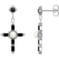 Paar Ohrhänger THOMAS SABO "Cross Romance, Kreuz, H2312-167-11, H2312-167-14", bunt (silberfarben, weiß, schwarz, weiß, schwarz), Ohrringe, Damen, Silber 925 (Sterlingsilber)-Perlen, Silber 925 (Sterlingsilber), Perlen, mit Zirkonia (synth.) - mit Süßwasserzuchtperle