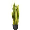 Künstliche Zimmerpflanze CREATIV GREEN "Sanseveria", grün (grüngelb), B:16,5cm H:90cm, Kunststoff, Kunstpflanzen