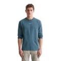 Langarmshirt MARC O'POLO "aus reiner Bio-Baumwolle", Herren, Gr. L, blau, Obermaterial: 100% Baumwolle, unifarben, Basic, regular fit, Rundhals, Langarm Umschlagbund, Shirts